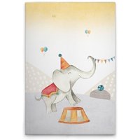 Leinwandbild Zirkus Elefant Kinderzimmer M1-No.50554 - Kunstdruck auf Leinwand in Bunt Beige - Wandbild 30 x 40 cm von TADESSI