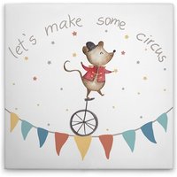 Leinwandbild Zirkus Wimpel Kinderzimmer M1-No.50561 - Kunstdruck auf Leinwand in Bunt Blau - Wandbild 30 x 30 cm von TADESSI