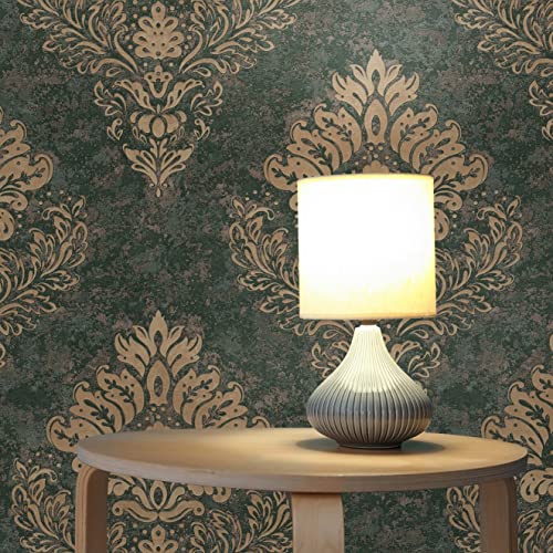 TADESSI Tapete Barock Gioele M1-No.633 Vliestapete Grün Gold Barocktapete mit Ornamenten Wohnzimmer Schlafzimmer Küche von TADESSI