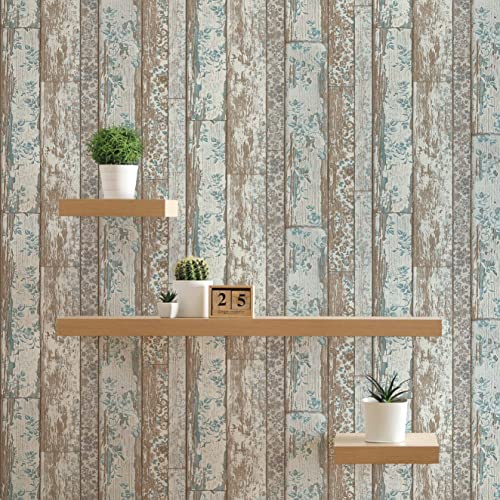 TADESSI Tapete Holz Mateo M1-No.155 Vliestapete Blau Braun Tapete in Holzoptik für Wohnzimmer Schlafzimmer Küche von TADESSI