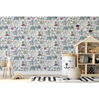 TADESSI Tapete Kinderzimmer M1-No.726 Vliestapete Schwarz Weiß Blumentapete Jungenzimmer Mädchenzimmer von TADESSI