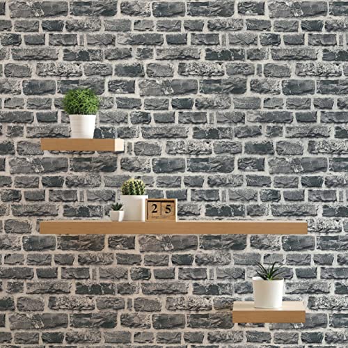 TADESSI Tapete Steinoptik Eliano M1-No.162 Vliestapete Grau Schwarz Steintapete |Steinwand Wohnzimmer Schlafzimmer Küche von TADESSI