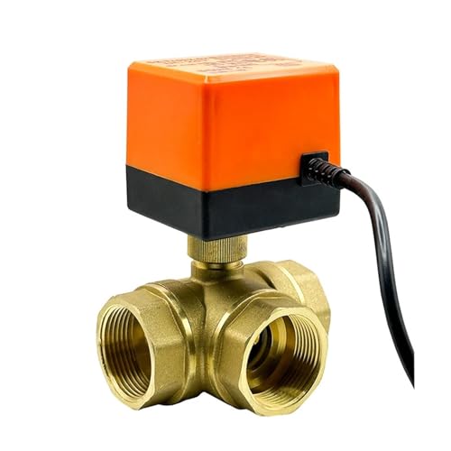 1/2" 3/4" 1" 1-1/4" 1-1/2" 3-Wege-Motorkugelhahn 3-Draht 2-Steuerung T/L-Typ Messing-Elektrokugelhahn(1-1/4"-T TYPE,220VAC) von TADZKKIWM