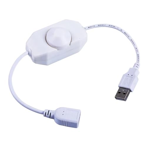 TADZKKIWM USB-LED-Knopfdimmer mit EIN/Aus-DC 12V-Band-Helligkeitseinstellungsschalter-Controller-Lichtlüfteranschluss(B White) von TADZKKIWM