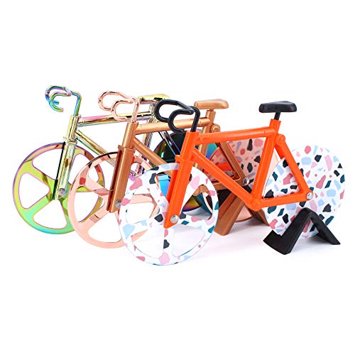 TAECOOOL Fahrrad Pizza-Schneider Edelstahl Walze Pizzarad Fahrrad Pizza-Schneider Zweiteiler Set (Bunt) von TAECOOOL