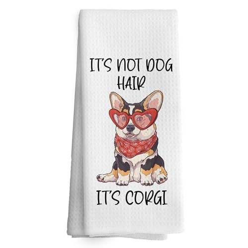 TAEDIN It's Not Dog Hair It's Corgi Küchentücher, Geschirrtuch, 40,6 x 61 cm, lustiges Corgi-Geschenk für Corgi-Liebhaber, Frauen, Cartoon-niedlicher Corgi-Hund, saugfähige Geschirrtücher für von TAEDIN