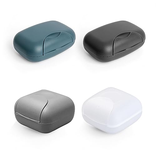 4 Stück Seifenschale, Reise-Seifenhalter, tragbare wasserdichte und auslaufsichere Seifenschale, Badezimmer-Fitness-Seifenhalter-Box mit Deckel, 4 Farben von TAFACE