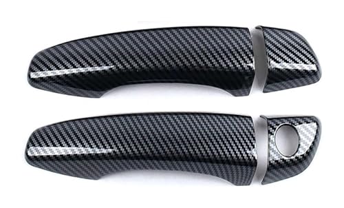 TAFASVCVMK Außentürgriff Auto Für P&eugeot 2008 2020-2023 Einloch-Türgriff Dekorative Zierleiste Cup-Pull Anti-Scratch-Upgrade-Kit Schutz Kompatibel Mit(2 Doors Carbon Fiber Pattern) von TAFASVCVMK