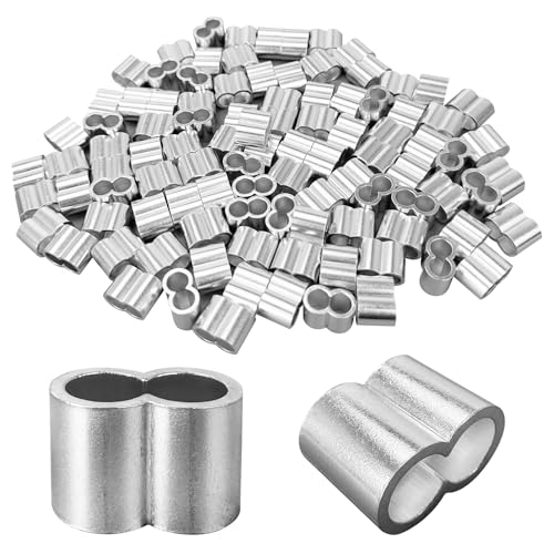 100 Stück Seilklemme 6mm, Quetschhülsen Pressklemmen, Doppelhülsen Klemmhülsen, Würgeklemmen aus Aluminium für 5mm/6mm Gummiseil Expanderseil Planenseil Drahtseil Kabel von TAGOQUEN