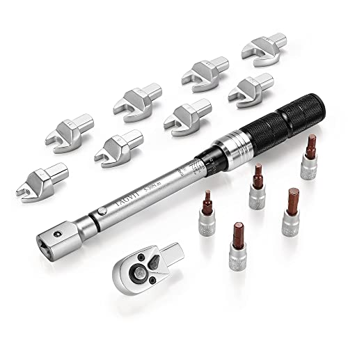 TAGVIT 15-tlg 1/4" Drehmomentschlüssel Satz, 9 x 12 mm Einsteck Maulschlüssel 5-30Nm Drehmomentschlüssel mit Hex Bits Für Fahrradreparaturen, Klimaanlagenreparaturen etc von TAGVIT