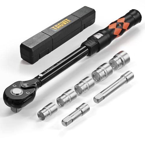 TAGVIT Drehmomentschlüssel 1/2 Zoll, 30-210 Nm Drehmomentschlüssel 8-tlg.Set mit 17mm 19mm 21mm 23mm 24mm Stecknüsse und 75mm/125mm Verlängerung für Motorrad, Auto, LKW TAGVIT Drehmomentschlüssel 1/2 Zoll, 30-210 Nm Drehmomentschlüssel 8-tlg.Set mit 17mm 19mm 21mm 23mm 24mm Stecknüsse und 75mm/125mm Verlängerung für Motorrad, Auto, LKW von TAGVIT