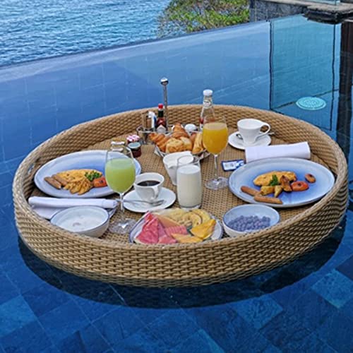TAHALI Schwimmendes Deluxe-Tablett für Den Pool, Schwimmende Serviertabletts Tischbar Erwachsene Pools Zum Servieren von Getränken, Brunch, Speisen auf Dem Wasser,60 * 60 * 20-apricot TAHALI Schwimmendes Deluxe-Tablett für Den Pool, Schwimmende Serviertabletts Tischbar Erwachsene Pools Zum Servieren von Getränken, Brunch, Speisen auf Dem Wasser,60 * 60 * 20-apricot von TAHALI