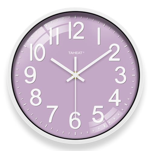 TAHEAT 30cm Moderne Wanduhr, batteriebetriebene geräuscharme Uhren, lila dekorative für Büro, Schule, Küche, Schlafzimmer, Badezimmer, Wohnzimmer TAHEAT 30cm Moderne Wanduhr, batteriebetriebene geräuscharme Uhren, lila dekorative für Büro, Schule, Küche, Schlafzimmer, Badezimmer, Wohnzimmer von TAHEAT