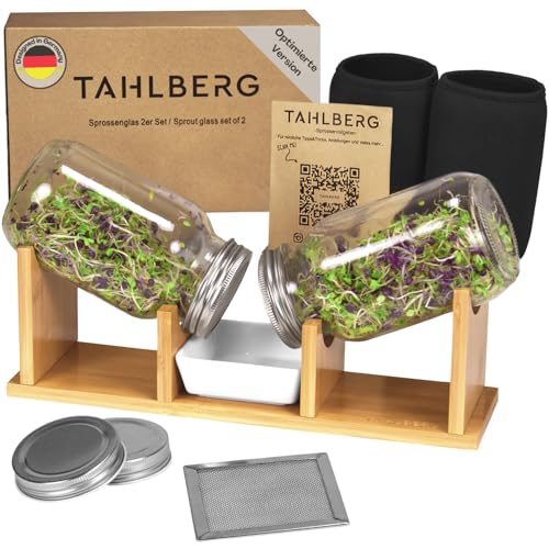 TAHLBERG Sprossenglas 2er Set – hochwertiges Sprossenglas Keimglas Set aus Bambus + Kressesieb & Keimschale – inkl. Deckel, Abdeckhüllen & Anleitung – Keimglas für Sprossen TAHLBERG Sprossenglas 2er Set – hochwertiges Sprossenglas Keimglas Set aus Bambus + Kressesieb & Keimschale – inkl. Deckel, Abdeckhüllen & Anleitung – Keimglas für Sprossen von TAHLBERG