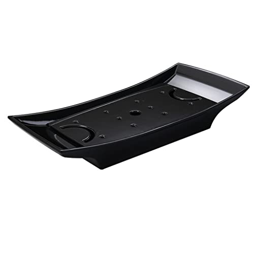 Großer Sushi Boot Form Teller Platte für Heimrestaurant Sashimi Servierplatte Trockeneis-Lebensmittel-Tablett für Catering und Zuhause (Color : Black, Size : S) von TAHUSA