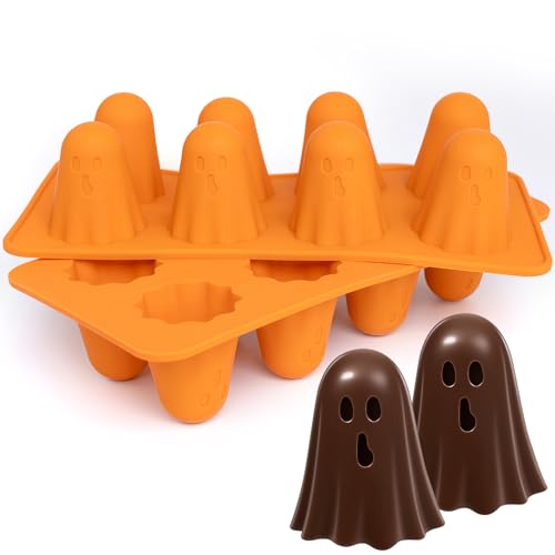 TAIANJI 2 Stück Halloween Schokolade Silikonform, Geist Backform Formen Süßigkeiten Geist Form für Pudding, Gelee, Kerze, DIY Seife von TAIANJI