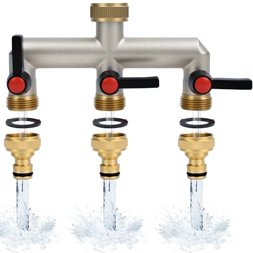 TAIANJI 3-Wege Wasserhahn Wasserverteiler mit 3 individuellem Absperrhähnen von TAIANJI