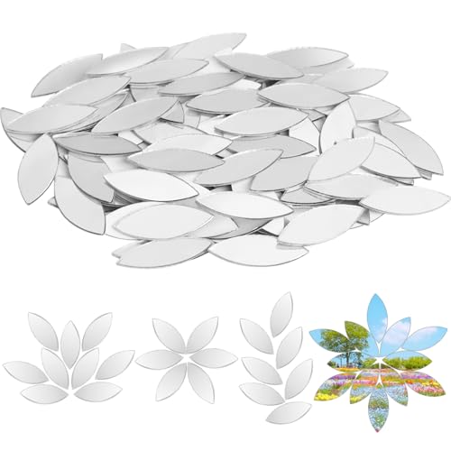 TAIANJI 300 Stück Kleine Spiegel, Spiegelfliesen Blattform Acryl Spiegel Platten Basteln Mini Fliesen für DIY Dekoration (2.9x1.1cm) von TAIANJI