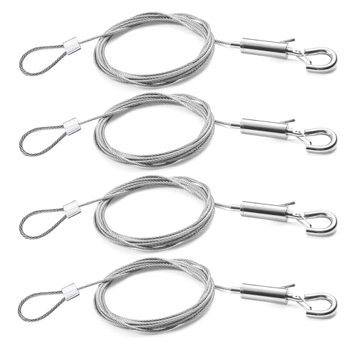 TAIANJI 4 Stück 2m Einstellbar Edelstahl Draht Seil mit Ösen und Klemme, Edelstahlseil Drahtseil Bild Hängen Draht Drahtseil Befestigung für zu Hause, Garten Hängen(Gewichtskapazität 30KG) von TAIANJI