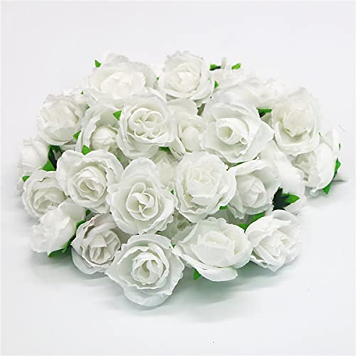 TAIANJI 50 Stück Künstliche Rosen Blumen Weiß Künstliche Blumenköpfe Rosen Deko für Hochzeit Party Zuhause Deko DIY von TAIANJI