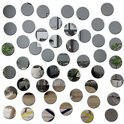TAIANJI Spiegel Rund 50 Stück Acryl Wandspiegel Kleiner Spiegel Spiegelfliesen Selbstklebend, Runder Spiegel DIY Ohne Rahmen für Deko Wand (3cm) von TAIANJI