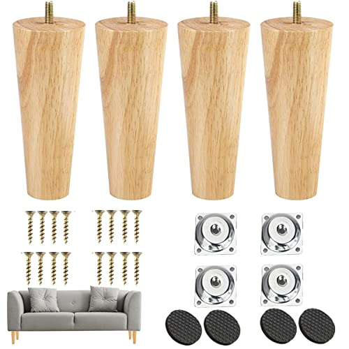 TAIANJI 8cm Möbelbeine Holz Tischbeine 4 Stück Möbelfüße Holz mit Montageplatten & Schrauben für Sofa Bett Schrank Couch Stuhl von TAIANJI