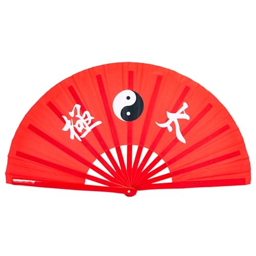 TAIBOSL Faltbarer Handfächer aus Bambus für Rechtshänder Tai Chi Kampfkunst Kung Fu Cosplay Handfächer Schwarz Mehrere Muster 19 von TAIBOSL