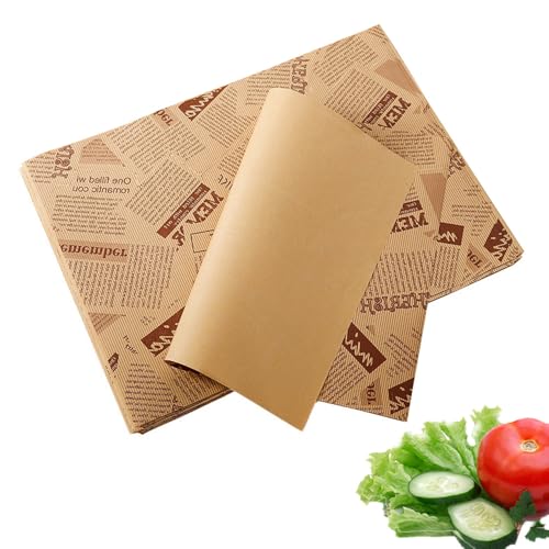 Käsepapier Wachspapier, 100 Blatt Backpapier Zeitungsoptik Brotpapier, Wasserdicht und Öl, Nicht Klebrig, 28 * 38cm Wachspapier für Lebensmittel, Butter, Käse, Sandwich, Burger, Pommes Käsepapier Wachspapier, 100 Blatt Backpapier Zeitungsoptik Brotpapier, Wasserdicht und Öl, Nicht Klebrig, 28 * 38cm Wachspapier für Lebensmittel, Butter, Käse, Sandwich, Burger, Pommes von TAIHE