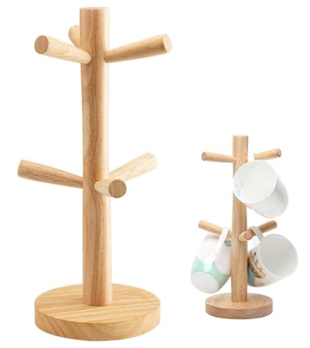 Tassenständer Holz, Hölzerner Brezelständer Tassenhalter, Becherhalter Brezelhalter Tasse Rack Regal Baumbecherhalter Kaffeetassenregal mit 6 Haken für Küchentheke Tabletop Tassenständer Holz, Hölzerner Brezelständer Tassenhalter, Becherhalter Brezelhalter Tasse Rack Regal Baumbecherhalter Kaffeetassenregal mit 6 Haken für Küchentheke Tabletop von TAIHE