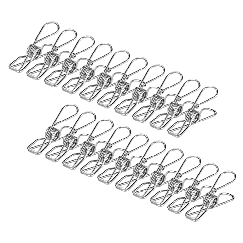 Wäscheklammern Edelstahl, 40 Stück Power Clips Edelstahlklammern, Edelstahl Wäscheleine Klammern für Handtuch, Kleidung, Socken-Silber von TAIHE