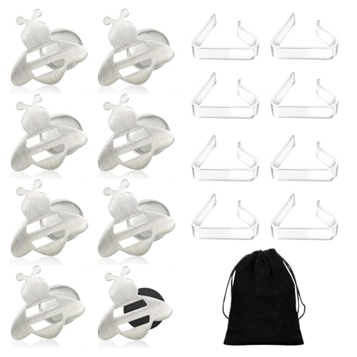 TAIHOBO 8 Stück Tischdeckenbeschwerer Magnetisch mit 8 Tischdeckenklammern, Edelstahl Tischdeckenbeschwerer für Draußen, Magnet Tischdeckengewichte Draussen für Camping Picknick Gärten Party von TAIHOBO