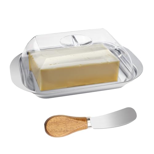 TAIHOBO Butterdose Edelstahl, Butterdosen 17,8×11,5×5,5cm, Butter Dish mit Deckel Transparente und Buttermesser, Butterdose Klein für die Aufbewahrung von Käse Früchten Kalten Gerichten Kuchen TAIHOBO Butterdose Edelstahl, Butterdosen 17,8×11,5×5,5cm, Butter Dish mit Deckel Transparente und Buttermesser, Butterdose Klein für die Aufbewahrung von Käse Früchten Kalten Gerichten Kuchen von TAIHOBO