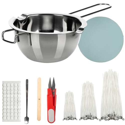 TAIHOBO Kerzen Selber Machen Set, Enthält 160 Kerzendocht und 304 Edelstahl Schmelztopf Kerzenwachs, Kerzen Gießen Set mit Kerzendochte für Kerzen, für DIY Kerzen Aromatherapie Dekorationen TAIHOBO Kerzen Selber Machen Set, Enthält 160 Kerzendocht und 304 Edelstahl Schmelztopf Kerzenwachs, Kerzen Gießen Set mit Kerzendochte für Kerzen, für DIY Kerzen Aromatherapie Dekorationen von TAIHOBO