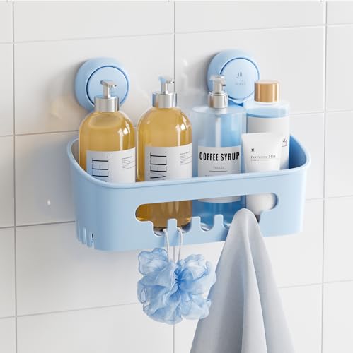 TAILI Duschablage Badregal Saugnapf Ohne Bohren Duschorganizer Duschregal Saugnäpfe Duschgel Halterung Abnehmbar Belastbarkeit 10 KG Wasserdicht Badregal mit Saugnapf für Shampoo und Duschgel, Blau von TAILI