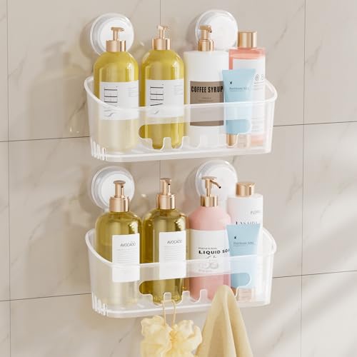 TAILI Duschablage Saugnapf ohne Bohren Duschorganizer Duschregal Saugnäpfe Duschgel Halterung Abnehmbar Belastbarkeit 10 KG Wasserdicht Badregal mit Saugnapf für Shampoo und Duschgel von TAILI