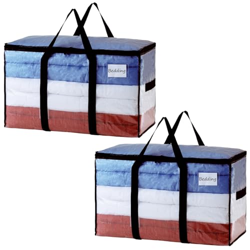TAILI Extra Große Umzugstasche, 2 PCS Aufbewahrungstaschen mit Reißverschluss, Robuste Tragetaschen zur Aufbewahrung, Transparente Tasche für Platzsparende Umzugslagerung, Alternative zu Umzugskartons von TAILI