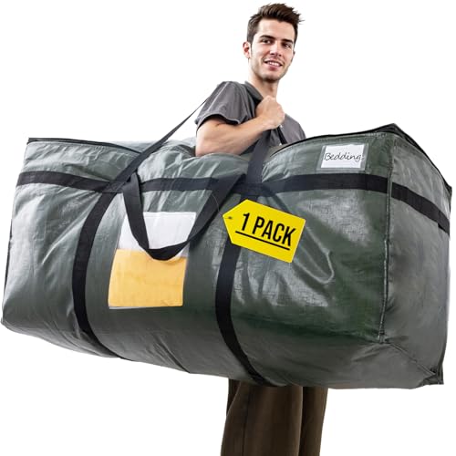 TAILI Extra große Umzugstasche für Umzug, Lagerung Kleidung Bettdecke Bettzeug Decken Jumbo Lagerung Taschen mit Reißverschlüssen (grün 1PACK) von TAILI