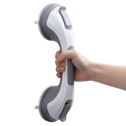 TAILI Haltegriffe für Senioren, MAX 110 KG Haltegriff Dusche ohne Bohren, 31 CM Duschgriff für Senioren ohne Bohren, Abnehmbare Duschgriff mit Saugnapf, Badewannengriff, Griffstangen, Grau von TAILI