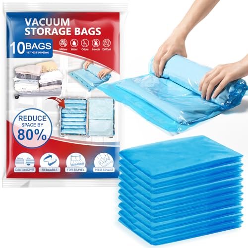 TAILI Vakuumbeutel für Kleidung Reise 10 Stück 60x40 CM Vakuum Kleiderbeutel Wiederverwendbar und Leicht zu Tragen Vakuumbeutel Set Reise Vakuumierbeutel für Rucksack zum Rollen von TAILI