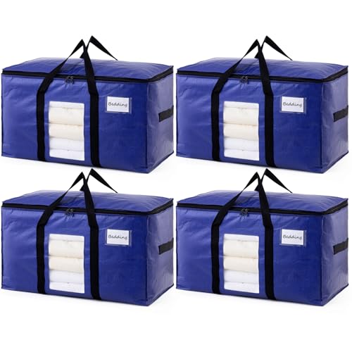 TAILI Umzugstasche extra groß,4 PCS tiefblau Aufbewahrungstasche mit Griffe & Deckel Sichtfenster Aufbewahrung Kleidung Bettdecken Reisen Umzug Bettzeug,Alternativen zu Umzugskartons von TAILI