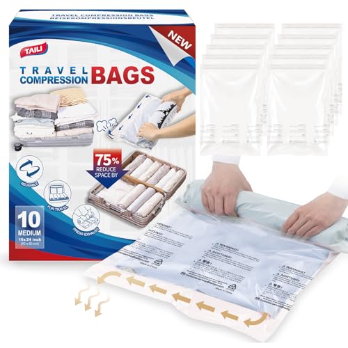 TAILI Vakuumbeutel für Kleidung Reise 10 Stück 60 x 40 CM Vakuumbeutel Set Reise Wiederverwendbar und Leicht zu Tragen Vakuumierbeutel für Rucksack zum Rollen Aufbewahrungsbeutel TAILI Vakuumbeutel für Kleidung Reise 10 Stück 60 x 40 CM Vakuumbeutel Set Reise Wiederverwendbar und Leicht zu Tragen Vakuumierbeutel für Rucksack zum Rollen Aufbewahrungsbeutel von TAILI