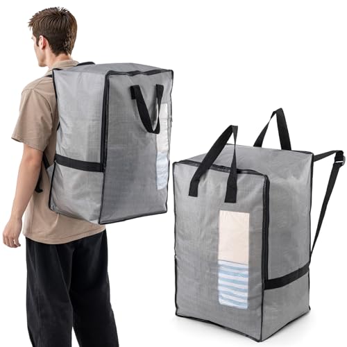 TAILI Vertikale Umzugstaschen, starke Griffe und Reißverschlüsse, Kleideraufbewahrung, Wäschesäcke, Umzugsutensilien, Packen, Reisen (Grau, 2er-Pack) von TAILI