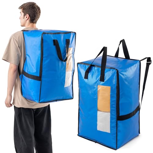 TAILI Vertikale Umzugstaschen, starke Griffe und Reißverschlüsse, Umzugsutensilien, Kleideraufbewahrung, Wäschesäcke, Packen, Reisen (blau, 2er-Pack) von TAILI