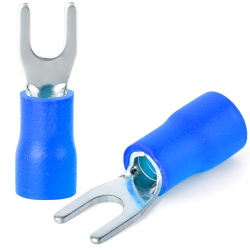 300 Stück Blau 16-14 AWG Isolierter Gabelkabelschuh U-Typ Kabelstecker Elektrischer Crimpanschluss von TAILONZ PNEUMATIC