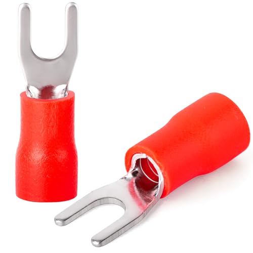 300 Stück Rot 22-16 AWG Isolierter Gabelkabelschuh U-Typ Kabelverbinder Elektrischer Crimpanschluss von TAILONZ PNEUMATIC