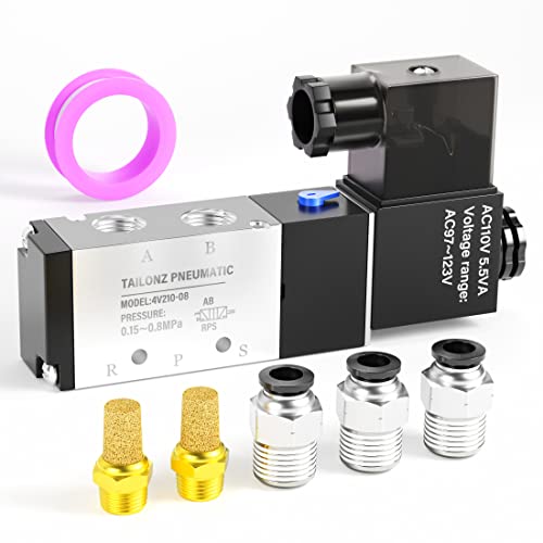 TAILONZ PNEUMATIC 1/4" BSP Solenoid Valve 4V210-08 110V Single Coil Pilot-Operated Electric 2 Position 5 Way Connection Type TAILONZ PNEUMATIC 1/4" BSP Solenoid Valve 4V210-08 110V Single Coil Pilot-Operated Electric 2 Position 5 Way Connection Type von TAILONZ PNEUMATIC