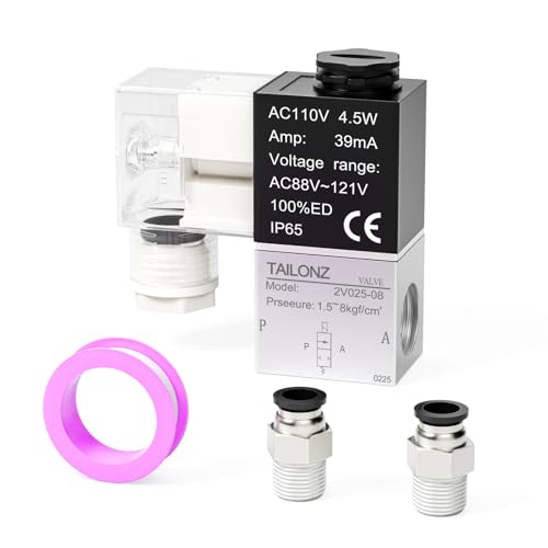TAILONZ PNEUMATIC 1/4 Zoll BSP 110V 2-Wege normal geschlossenes elektrisches Luftmagnetventil 2v025-08 Abzweigdose von TAILONZ PNEUMATIC