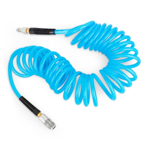 TAILONZ PNEUMATIC 1/4" x 3M Verstärkter Polyurethan-Rückspul-Luftschlauch mit Biegebeschränkung, 1/4" Industrie-Schnellkupplung und Stecker TAILONZ PNEUMATIC 1/4" x 3M Verstärkter Polyurethan-Rückspul-Luftschlauch mit Biegebeschränkung, 1/4" Industrie-Schnellkupplung und Stecker von TAILONZ PNEUMATIC