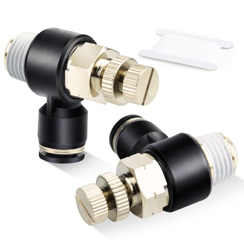 TAILONZ PNEUMATIC 2 Pack SL6-01 Push to Connect Air Line Fitting Luftstromregelventil 6MM od 1/8 Zoll BSP Ellbogen 90 Grad Air Speed Control Valve Fitting von TAILONZ PNEUMATIC