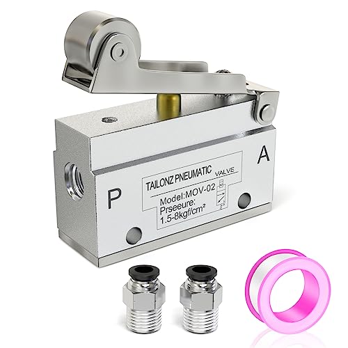TAILONZ PNEUMATIC 2 Position 2 Wege 1/8 Zoll Rolle pneumatisches mechanisches Ventil Normalerweise geschlossen Rollentyp Auf-Aus-Ventil MOV-02 von TAILONZ PNEUMATIC